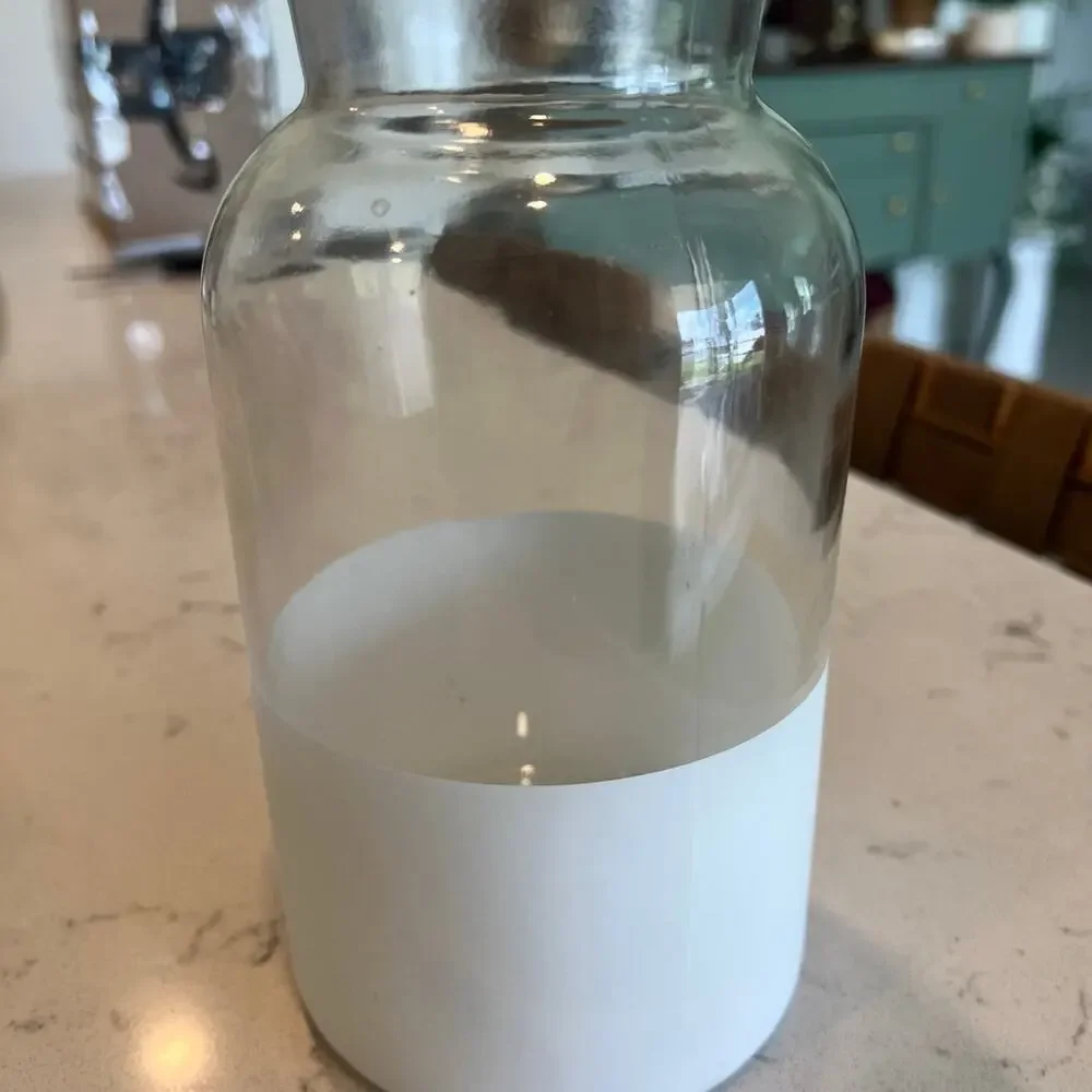 Glass Vase with White Bottom
